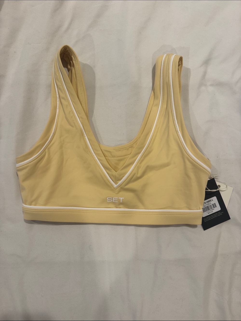 SET Active Butter Yellow Piping V-Neck Sports Bralette